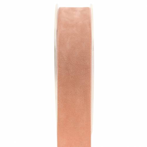 Floristik24 Velvet ribbon salmon 25mm 7m