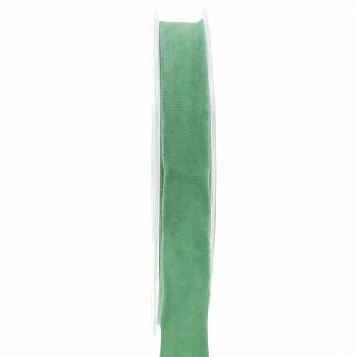 Floristik24 Velvet ribbon green 15mm 7m