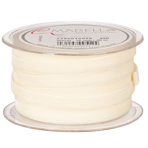 Satin Velvet Ribbon Cream 10mm x 20m for Crafting and Gift Wrapping | Floristik24.co.uk