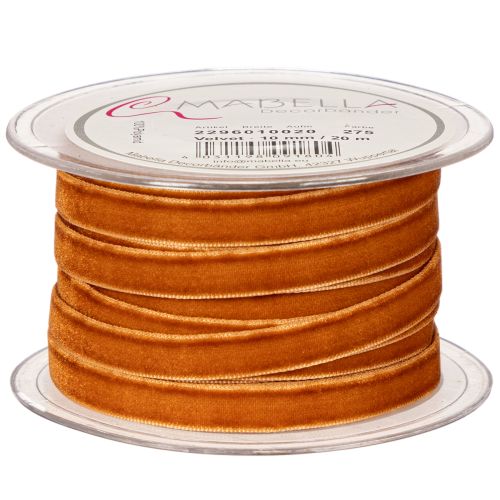 Velvet Ribbon for Decorating, 10mm Width, 20m Roll, Terracotta Orange | Floristik24.co.uk