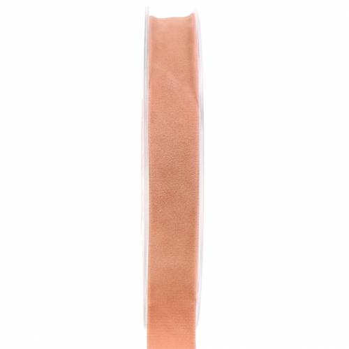 Floristik24 Velvet ribbon salmon 15mm 7m