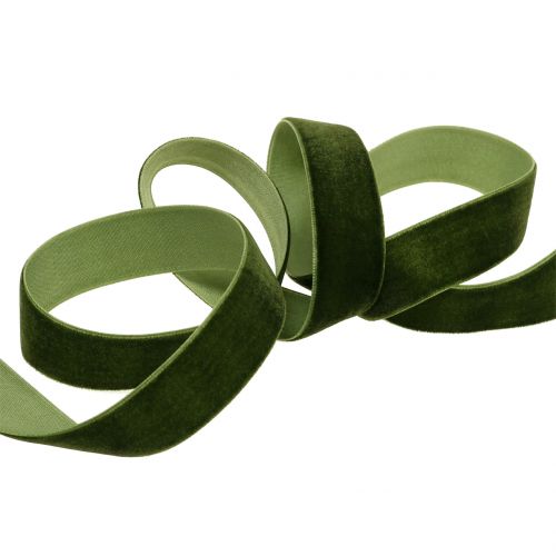 Product Velvet ribbon dark green 20mm 10m