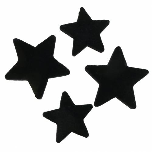 Scatter Decoration Stars Velvet Black 4/5cm 40 Pcs