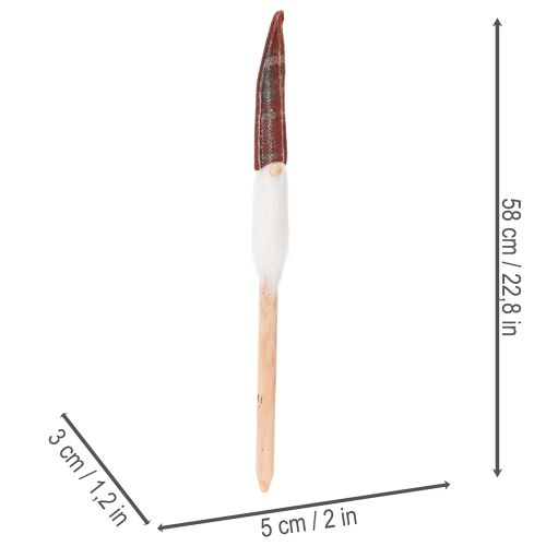 Christmas Gnome Decoration Sticks with Felt Hat, 58cm, Set of 6 | Floristik24.co.uk