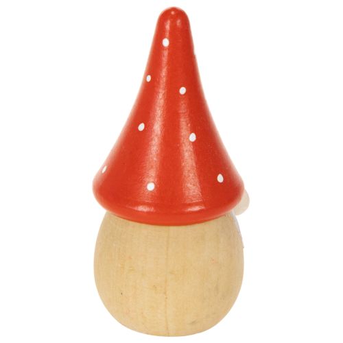 Mini Wooden Gnome Figures with Red Mushroom Hats, 10cm, Set of 6 | Floristik24.co.uk