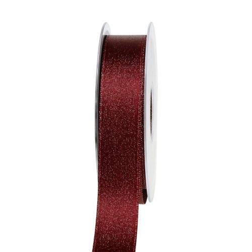 Floristik24 Satin ribbon with glitter dark red 25mm 20m