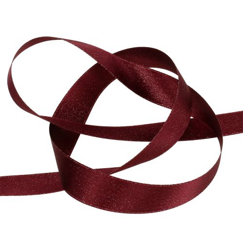 Product Satin ribbon with mica dark red 25mm 20m