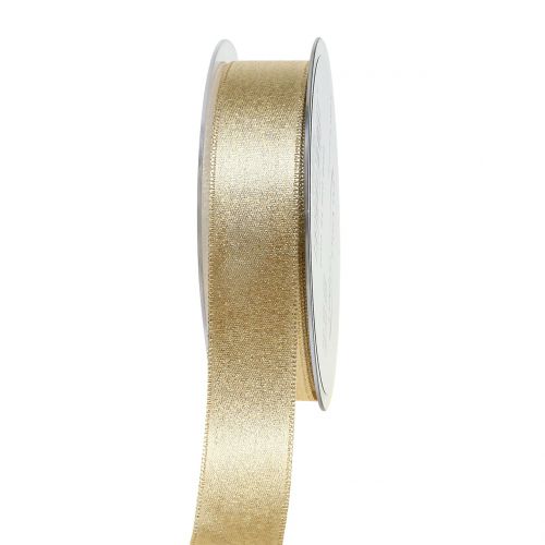 Floristik24 Satin ribbon with mica gold 25mm 20m