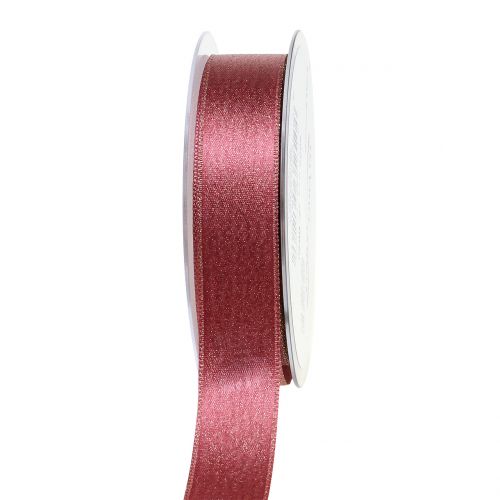 Floristik24 Satin ribbon with mica pink 25mm 20m