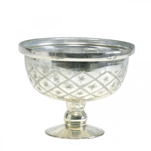 Floristik24 Glass bowl with foot shabby chic glass decoration champagne Ø17cm H13cm
