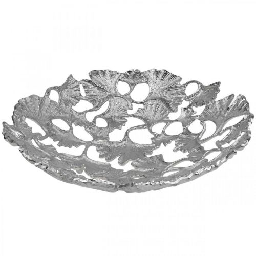 Floristik24 Decorative bowl silver gingko bowl metal Ø43cm H11cm