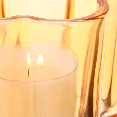 Product Glass Bowl Tealight holder Flower Orange Ø7.5cm H6cm 6pcs