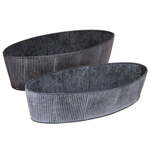 Product Bowl Oval Metal Black Grey Vintage 32.5/37cm Set of 2