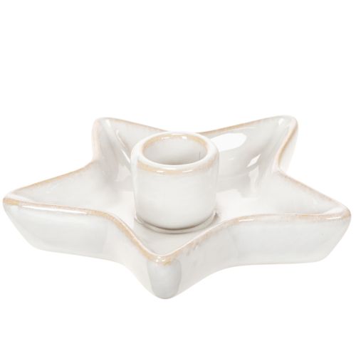 Ceramic Star Candle Holders White 12cm for Taper Candles Set of 2
