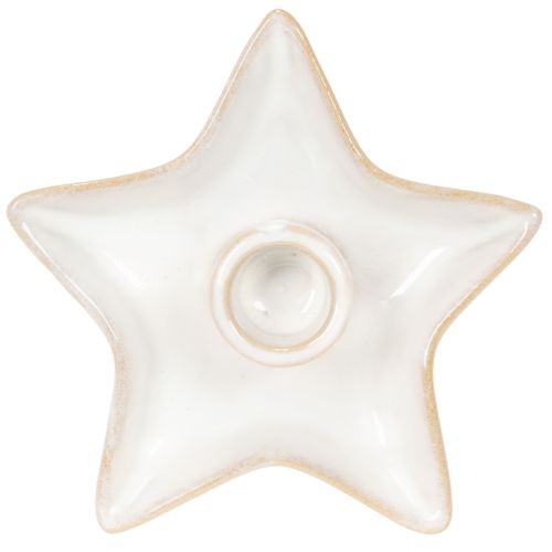 Ceramic Star Candle Holders White 12cm for Taper Candles Set of 2 | Floristik24.co.uk