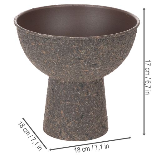 Round Plant Bowl with Pedestal, 18 cm Diameter, Brown and Anthracite, Metal | Floristik24.co.uk