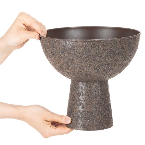Round Metal Plant Bowl with Stand, 25 cm, Brown, Indoor Decorative Planter | Floristik24.co.uk
