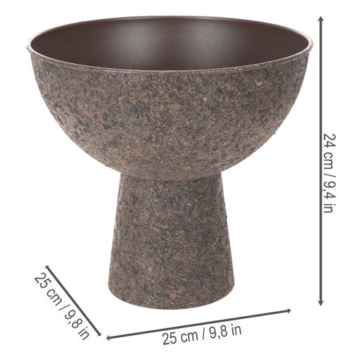 Round Metal Plant Bowl with Stand, 25 cm, Brown, Indoor Decorative Planter | Floristik24.co.uk