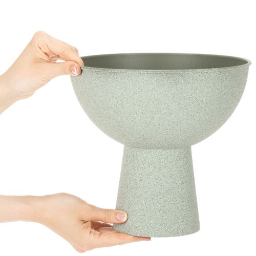 Metal Plant Bowl with Stand, 25cm, Green Granite Look | Floristik24.co.uk