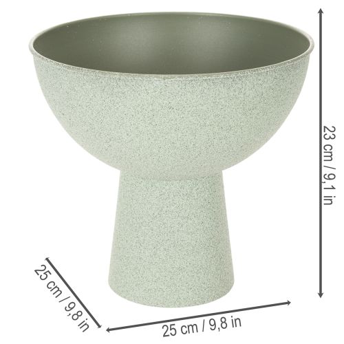 Metal Plant Bowl with Stand, 25cm, Green Granite Look | Floristik24.co.uk