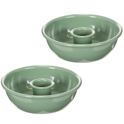 Taper Candle Holders Set of 2 Green Metal 10cm for Arrangements and Decorations buy online | Floristik24.co.uk