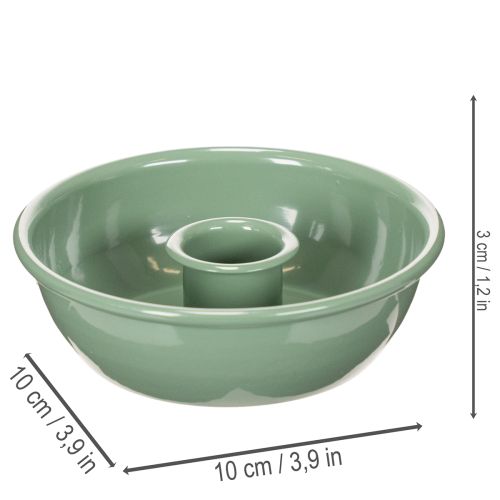Taper Candle Holders Set of 2 Green Metal 10cm for Arrangements and Decorations | Floristik24.co.uk