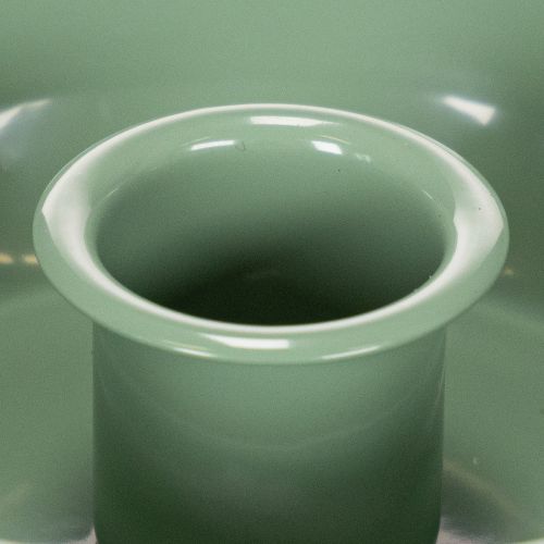 Taper Candle Holders Set of 2 Green Metal 10cm for Arrangements and Decorations | Floristik24.co.uk