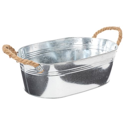 Oval bowl 35cm x 21.5cm H11.5cm, glossy zinc | Floristik24.co.uk
