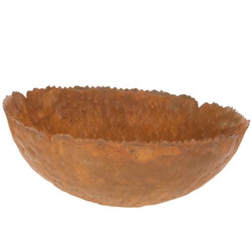 Round Metal Bowl with Rust Effect and Textured Surface, 20 cm | Floristik24.co.uk
