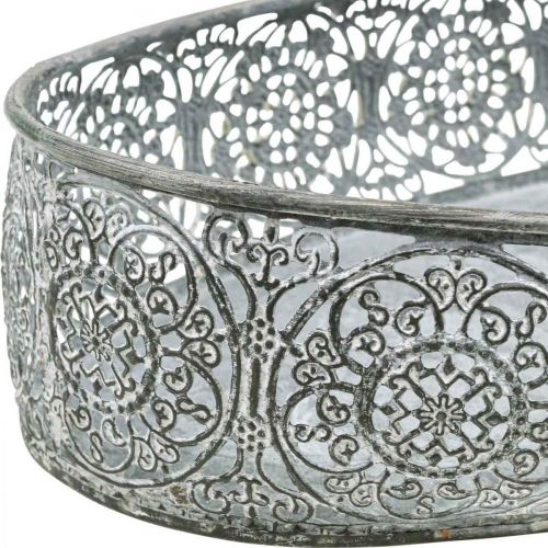 Product Decorative bowl metal pattern gray oval L36cm/33.5cm set of 2