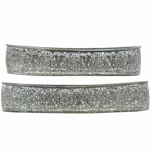 Product Decorative bowl metal pattern gray oval L36cm/33.5cm set of 2