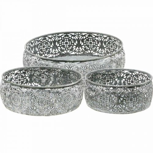 Product Decorative bowl metal gray white pattern Ø16/19.5/23.5cm set of 3