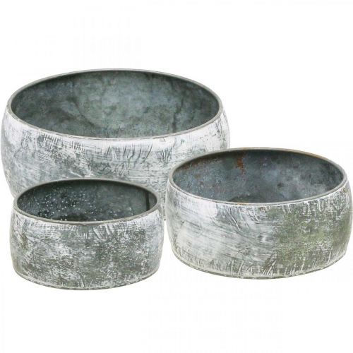 Decorative metal bowl round gray Ø22/18.5/14.5cm