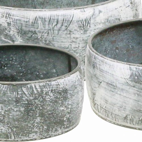 Floristik24 Decorative metal bowl round gray Ø22/18.5/14.5cm