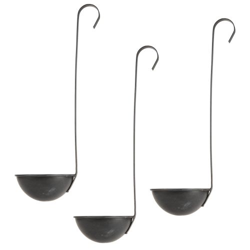 Floristik24 Bowl for Planting Decorative Trowel Anthracite Ø12.5cm 3pcs