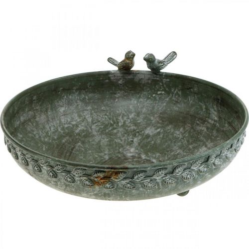 Decorative bird bath decorative bowl base metal gray antique Ø29.5cm