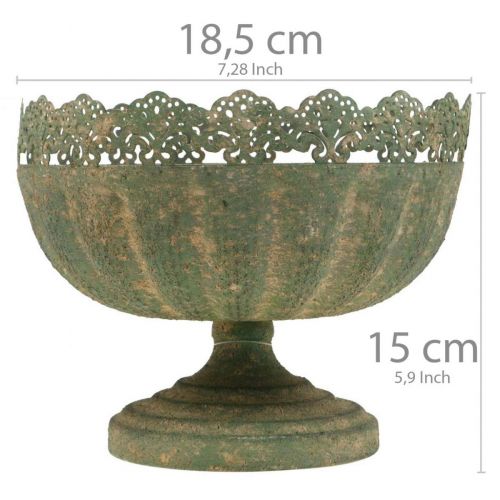Floristik24 Rustic planter, bowl with foot, metal decoration, antique look, Ø18.5cm H15cm