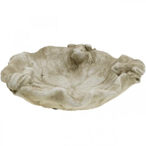 Bird bath with frogs, concrete garden figure, bird bath lotus leaf W21cm H7cm