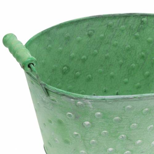 Floristik24 Decorative bowl planter metal green oval 25.5x18.5cm H13cm