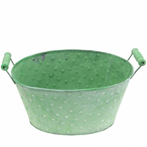 Floristik24 Decorative bowl planter metal green oval 25.5x18.5cm H13cm