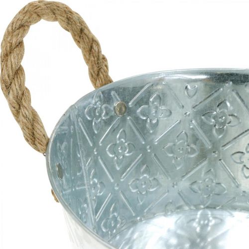 Decorative bowl silver with handles metal plant bowl plant pot Ø21cm | Floristik24.co.uk