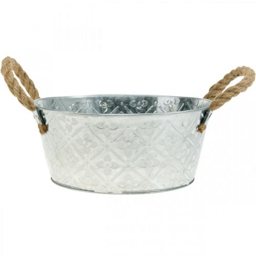 Decorative bowl silver with handles metal plant bowl plant pot Ø21cm | Floristik24.co.uk