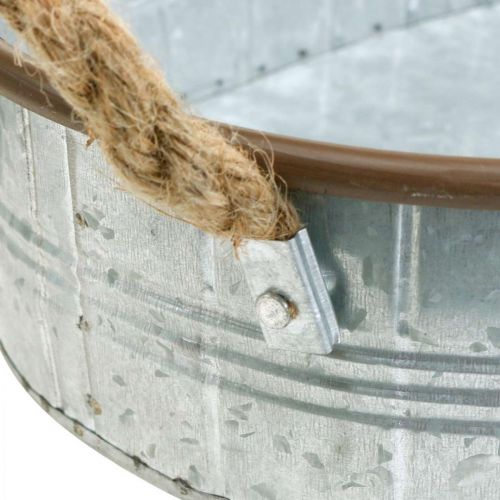 Product Plant pot with handles, herb bowl, arrangement base silver, brown L39/35.5/32 cm H10/8.5/7 cm set of 3