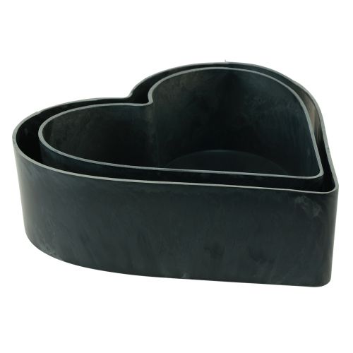 Floristik24 Bowl heart plastic decorative bowl anthracite 24/21cm set of 2