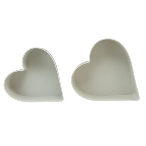 Product Bowl heart plastic decorative bowl white grey 24/21cm set of 2