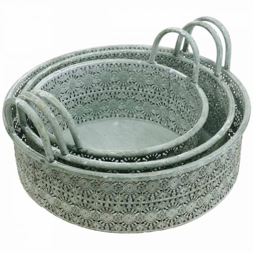 Product Decorative bowl metal with handles Vintage cachepot set of 3