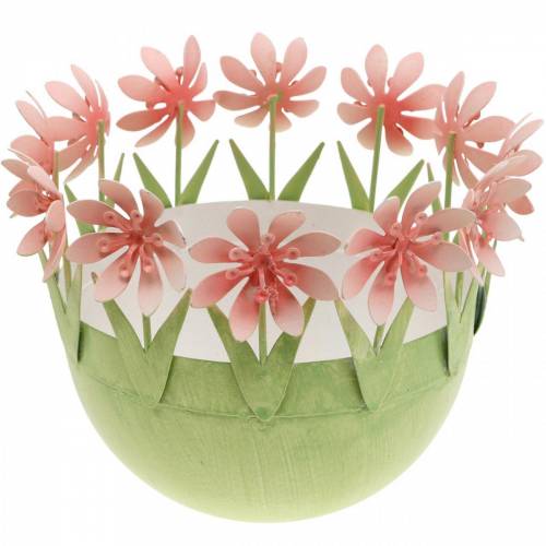 Floristik24 Plant bowl, spring decoration, metal bowl with flower decoration, Easter basket