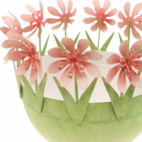 Floristik24 Plant bowl, spring decoration, metal bowl with flower decoration, Easter basket