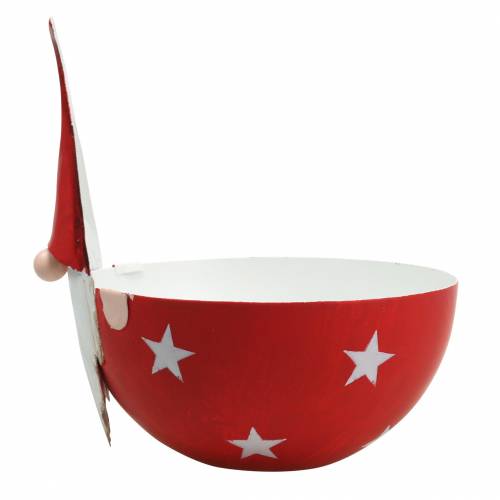 Product Decorative bowl gnome red, white metal Ø14cm H16cm Santa Claus bowl