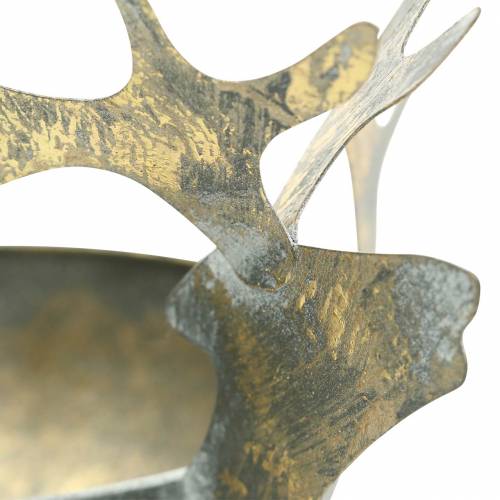 Product Bowl with reindeer head golden vintage look metal Ø9.5cm 2pcs